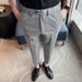 Summer Men's Dress Trousers Straight Leg Flowy Fit Elastic Sides 9/10 Cropped British Style_viptrois.com