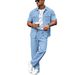 Men's Trendy Workwear Cotton Linen Shirt And Trousers Plus Size Chest Pocket Lapel Spring Summer Casual Suit_viptrois.com