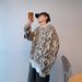 Pure Factory Direct Supply Autumn Winter Trendy Brand Retro Lazy Color-Block Leopard Print Brushed Warm Round Neck Knitted_viptrois.com