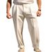Men's Clothing Formal Business Suit With Pleated Buttons And Slanted Pockets, Solid Color, Comfortable Everyday Straight Leg Fashion Trousers_viptrois.com