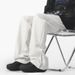Men's Heavyweight American Style Zip up Sweatpants Casual Loose Fitting Slightly Flared High Street Straight Leg Pants for Spring 2026_viptrois.com