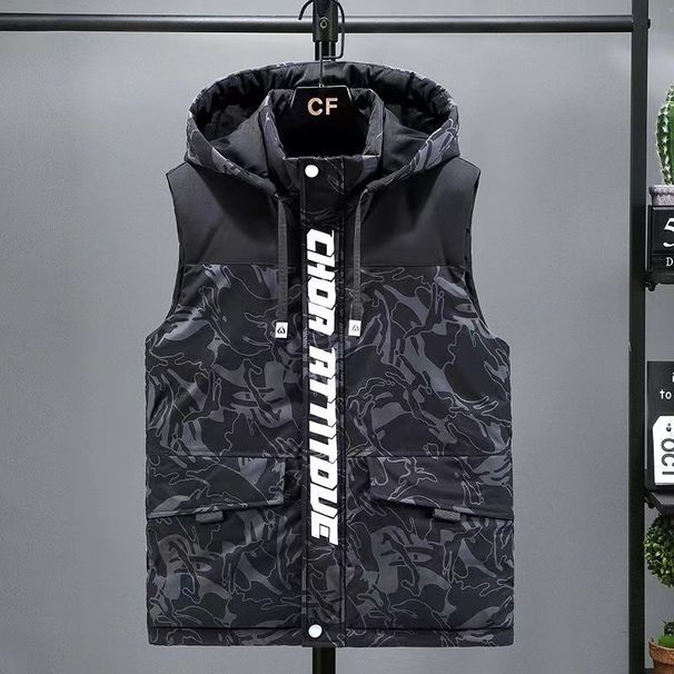 Men's Clothing Autumn And Winter Large Size Down Cotton Vest Thickened Warm Camouflage Outerwear Vest Trendy Loose Plus Fat Plus Waistcoat Men_viptrois.com