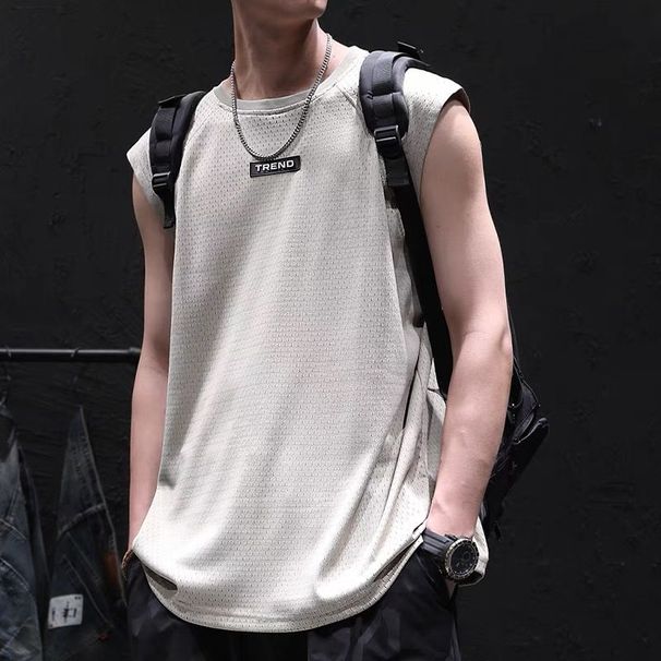 2025 New Summer Ice Silk Sleeveless T-Shirt For Men Loose Fit Sports Tank Top Base Layer Versatile Tee_viptrois.com