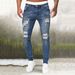 Men's Clothing European And American Men's Pants, Ripped White, Slim Fit, Denim Pants, Fashion, Small Leg Pants, Men's Hot Style_viptrois.com