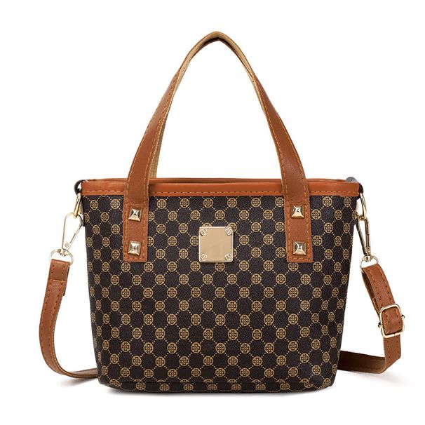 Women's Pu Leather Crossbody Bag With Print & Quilted Pattern, Medium Size Handbag For Daily Use, Phone Pouch & Makeup Organizer (Black/Brown)_viptrois.com