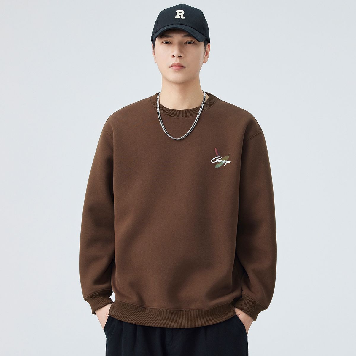 Spring And Autumn New Men's Sweatshirt Japanese Retro Round Neck Printed Pullover Versatile Loose Casual Couple Style_viptrois.com