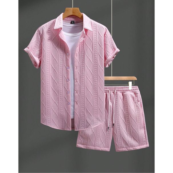 Men's Clothing Summer Short Sleeved Shorts Suit Sports Leisure Vacation Two Piece Suit_viptrois.com