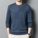 Pure Spring And Autumn Thin Wool Knitted Base Shirt Men's Round Neck Middle-aged Sweater Mulberry Silk Long Sleeve T-shirt_viptrois.com
