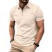 Men's Solid Color Polo Shirt Short Sleeve Zipper Collar Tshirts &for Men Summer Turn-Down Streetwear New Male Jogger Tops_viptrois.com