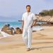 Men's Clothing Spring And Summer New Men's Clothing Men's Loose Casual Cotton And Linen Short Sleeved Trousers Suit_viptrois.com