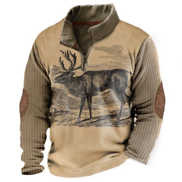 Cross-border European And American Ethnic Style 3D Printed Half-zip Men's Sweatshirt_viptrois.com