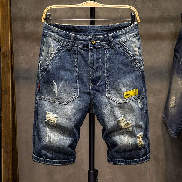 Men's Clothing Men's Summer Ripped Denim Shorts Thin Loose Straight Leg Trendy Plus Size Cargo Jeans For Formal & Casual_viptrois.com