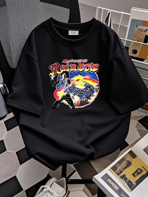 Retro Live Concert Rainbow Ritchie Blackmore Shirt Black Unisex S-5XL H2287 Graphic Streetwear Breathable Slightly Comfortable Versatile Stylish_viptrois.com