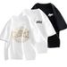Summer New Men's Casual Versatile T-shirt, Trendy Brand Short-sleeve Tee, Round Neck, Printed Design, Unisex, Ins Trend,_viptrois.com