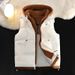 Youth Winter Hooded Vest – Thick Cotton Sleeveless Jacket, Fake Two-Piece Design (White/Black/Caramel/Brown/Red, L-5XL)_viptrois.com