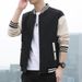 Men's Button Decoration Trendy Youth Popular Zipper Outer Wear Baseball Collar Striped Closed Sleeve Long Sleeve Autumn Trend Jacket_viptrois.com