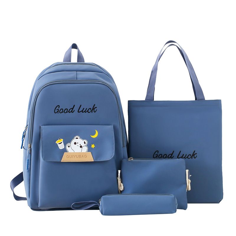 Luggage & Bags new contrast color schoolbag middle school student backpack lightweight large capacity four piece primary school student backpack_viptrois.com