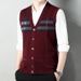 Men's Jacquard Knit Vest – V-Neck Sleeveless Sweater (Red/Gray/Khaki/Black, M-XXXL)_viptrois.com