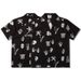 Men's Clothing A Pair Of Trendy Casual Men's Couple 3D Digital Skull Print Lapel Short Sleeve Loose Summer Shirt_viptrois.com