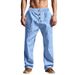 Cross-border Independent Station American Casual Men's Beach Trendy Button-up Loose Skin-friendly Breathable Sports Linen Trousers_viptrois.com