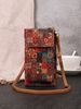 Fashion Retro Bohemian Style Ladies Messenger Bag Multifunctional Large Capacity Mobile Phone Bag Pu Wood Grain Bag_viptrois.com