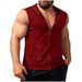 Men's Clothing Summer New Men's Sleeveless Hooded Casual Sports Solid Color Vest_viptrois.com