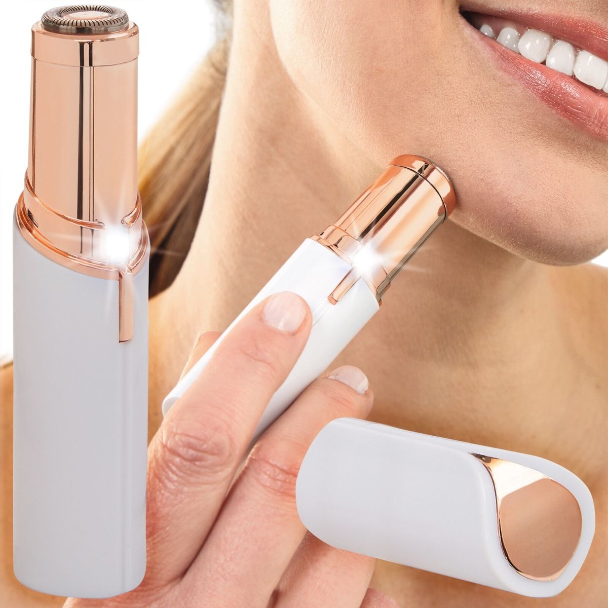 Flawless Facial Hair Remover Women Mini Painless Lipstick Electric Face Epilator_viptrois.com