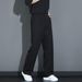 Men's High-Waisted Black Suit Pants Casual Clean Fit Stylish Sophisticated Loose Wide Leg Straight Leg Bottoms_viptrois.com