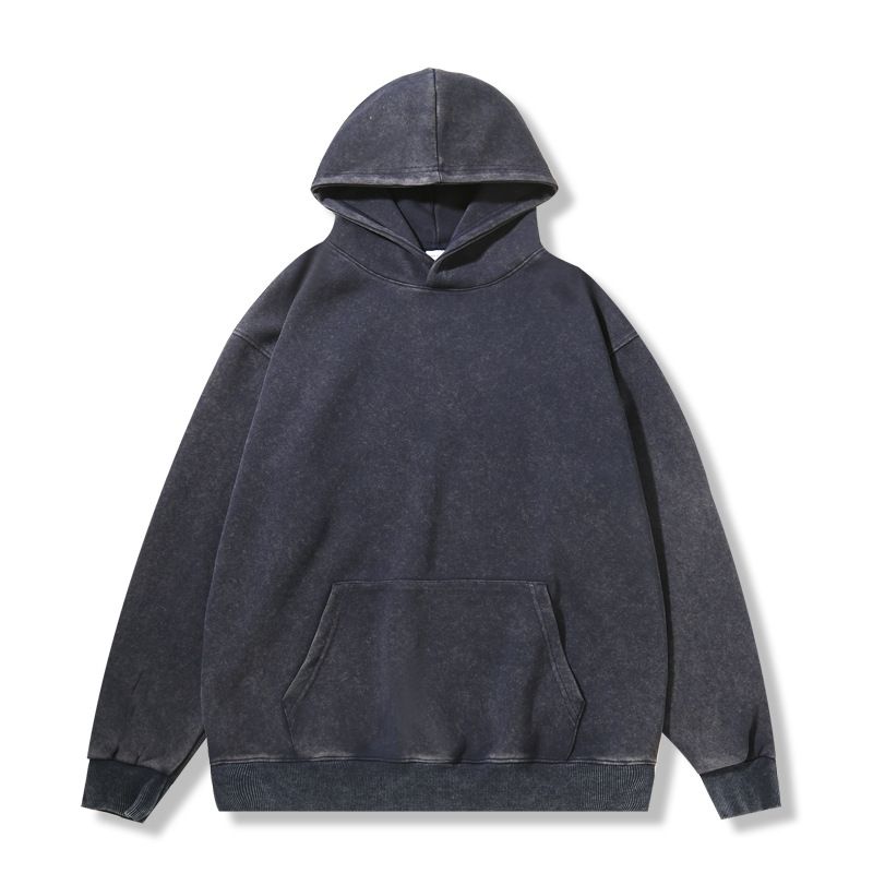 Vintage Washed Cotton Hoodie For Men - Oversized Retro Streetwear Pullover With Distressed Finish (Available In Charcoal Grey/Khaki/Lavender/Burgundy)_viptrois.com
