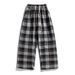 Korean Style Checkered Pants For Teens – Loose Straight-Leg Trousers With Fleece Lining (Blue/Gray) – Winter Casual & Streetwear Essential_viptrois.com