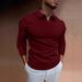Men's Clothing Autumn Fitness Leisure Stand Up Collar Long Sleeved Vertical Striped V Neck Polo Shirt_viptrois.com
