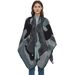 Unisex Large leopard print split cape with double jacquard collar_viptrois.com