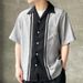 Men's Clothing Striped Color Matching Hawaiian Short Sleeved Shirt_viptrois.com