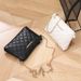 Classic Quilted Shoulder Bag With Chain Strap - Elegant Crossbody Purse With Embroidery Detail Minimalist Design_viptrois.com