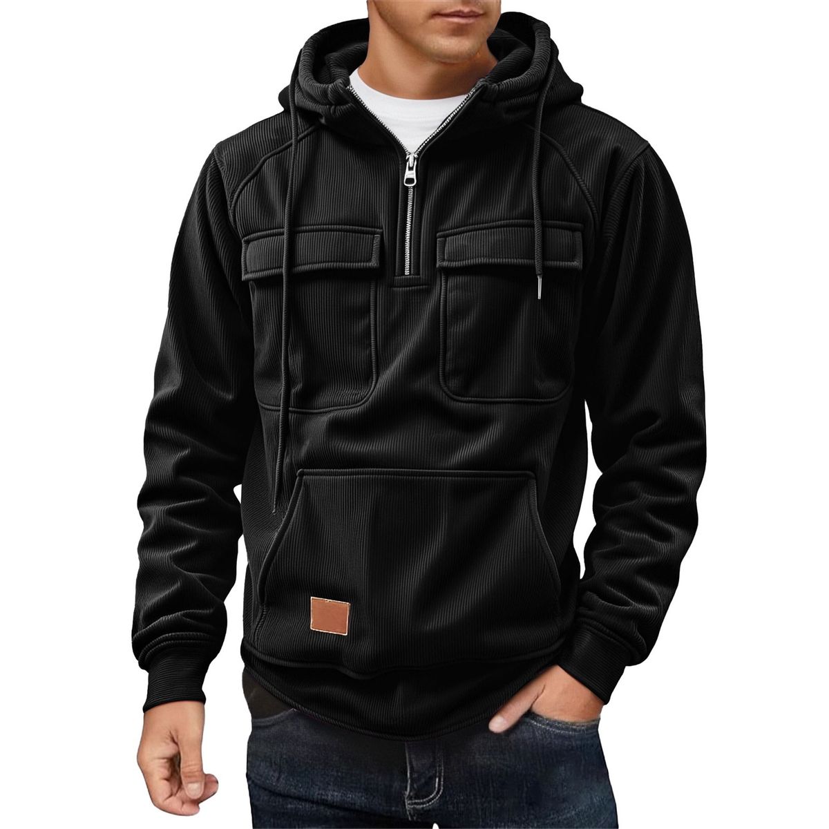 2025 Men's Casual Jacket With Hood And Zipper For Autumn And Winter_viptrois.com