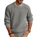 Men's Casual Knit Sweater – Soft Acrylic Round-Neck Pullover With Ribbed Hem (S-3XL, 4 Colors) | British-Inspired Loose Fit Long Sleeve Top_viptrois.com