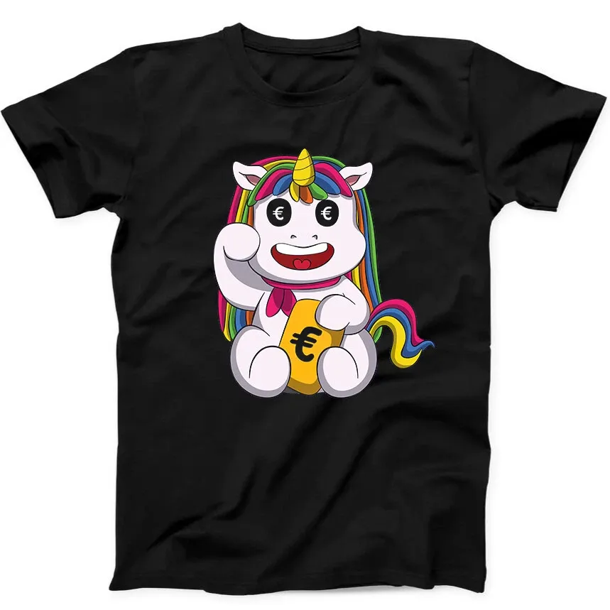 Unicorn Kawaii Maneki Neko Cat Funny Gift Tee Black T Shirt Mens Womens Tees Top 289_viptrois.com