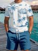 Summer Men's Printed Shorts Short Sleeves Casual Beach Suit_viptrois.com
