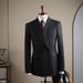 Men's Double-Breasted Peak Lapel Suit – 95% Acetate Micro-Stretch Wedding & Business Suit Set With Side Vents (Black)_viptrois.com