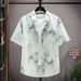 Men's Clothing Summer Lapel Casual Short Sleeved Shirt Youth Trendy Personality Simple Ice Silk Shirt_viptrois.com