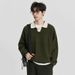 Monochrome Man- Autumn Winter New Knitted Sweater Men's Polo Shirt V-Neck Light Mature British Business Turn-Down Collar Trendy Foreign_viptrois.com