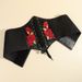 Embroidered rose women's waist girdle European and American style belt with dress elastic wide belt decorative overcoat_viptrois.com