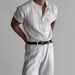 Henry Collar Slim Fit Knitted Short Sleeved T Shirt For Men 2025 Summer New Style Light Mature Style Business Commuting All Match T Shirt_viptrois.com