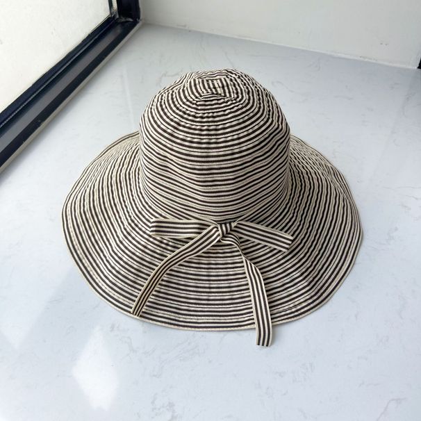 Striped Summer UV Protection, Outdoor Fashion, Fisherman Hat, Women's Sun Hat_viptrois.com