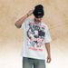 American Sree Syle Spray-pained Faded Pure Coon 300g Disressed Ripped Men's Loose Casual Shor-sleeve_viptrois.com