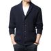 Pulse Quality European And American Cross-Border New Long Sleeve Cardigan Pocket High Collar Solid Color Knitted Sweater Men's_viptrois.com