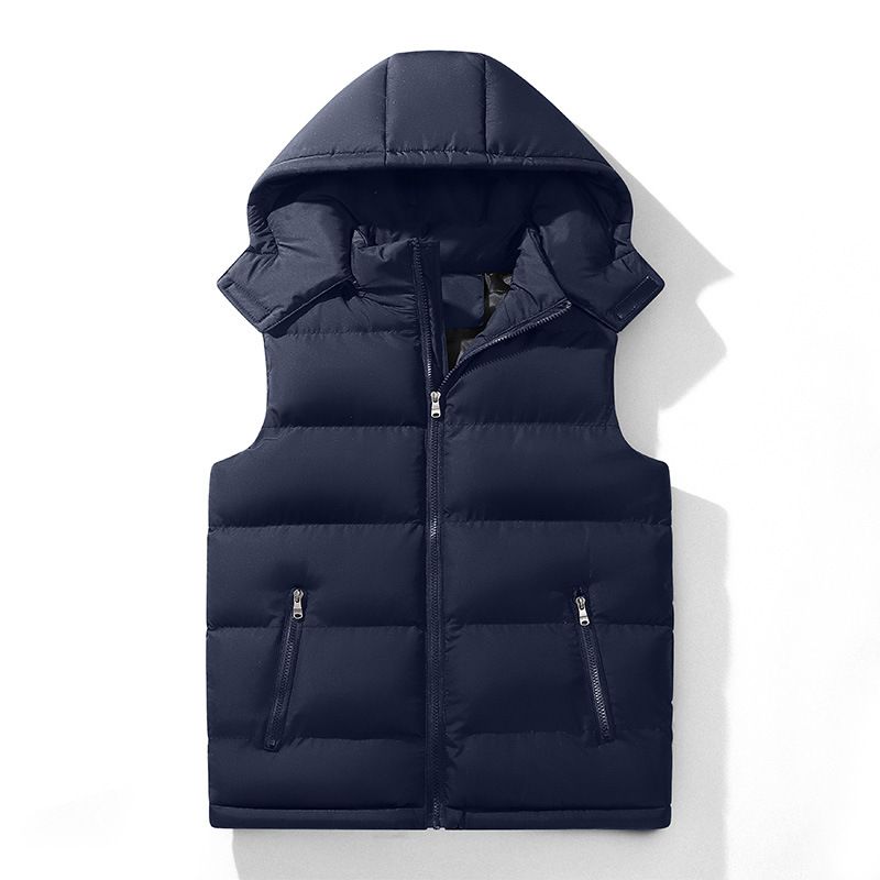Men's Sleeveless Quilted Vest Jacket - Oversized Casual Padded Waistcoat For Autumn & Winter (Black, Navy Blue)_viptrois.com