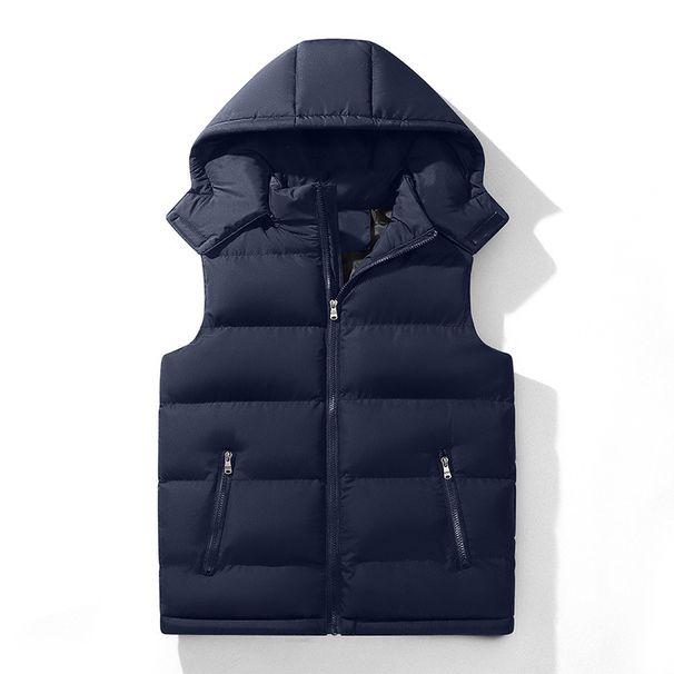 Men's Sleeveless Quilted Vest Jacket - Oversized Casual Padded Waistcoat For Autumn & Winter (Black, Navy Blue)_viptrois.com