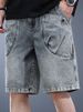 Men's Clothing Denim Shorts Men's Summer Washed Distressed Retro Shorts Loose Trendy Workwear Mid Length Pants_viptrois.com
