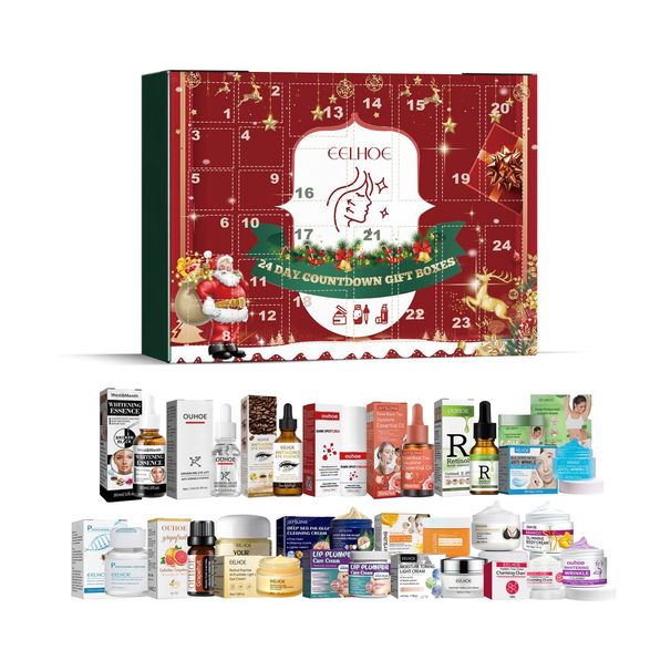 EELHOE Christmas 24 Grid Beauty Skincare Surprise Blind Box Moisturizes, and Brightens Skin_viptrois.com